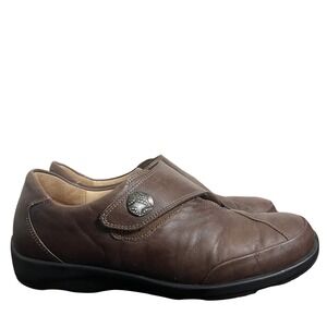 Finn Comfort Brown Leather Shoes Hook Loop Slip On Women's UK 6.5 US 9